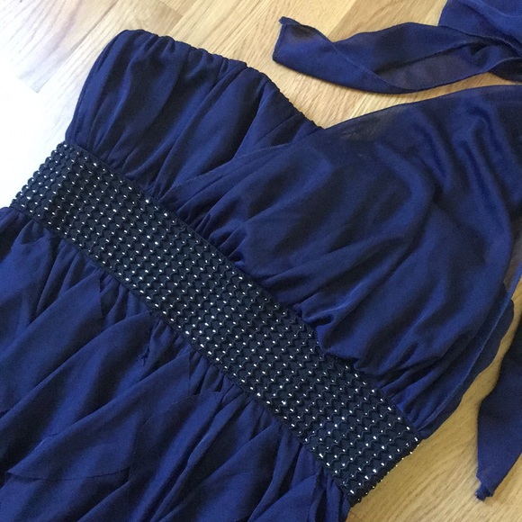 Roberta Navy Blue Ruffle Dress Juniors Size L - Picture 2 of 6